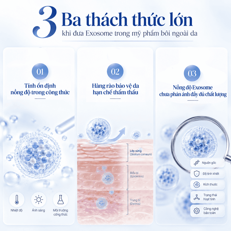 Ba thách thức lớn khi đưa exosome trong mỹ phẩm bôi ngoài da