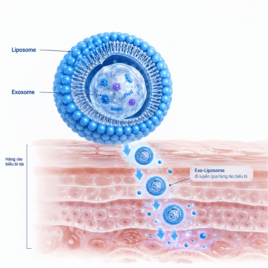 Công nghệ exosome kết hợp liposome ELSD bảo vệ và dẫn truyền hoạt chất từ SkinMD
